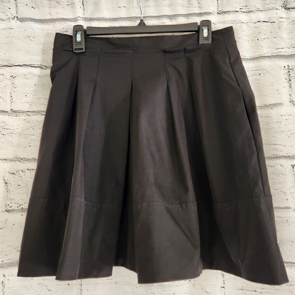 Nanette Lepore Circuit Skirt Solid Black Womens Size 8 Pleated Lined